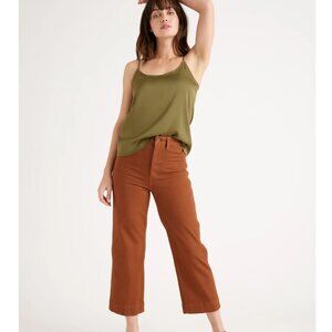 SOLD! Quince Organic Stretch Cotton Twill Wide-Leg Crop Pants 28 | 6 Rust